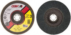 Camel Grinding Wheels - 40 Grit, 7" Disc Diam, 7/8" Center Hole, Type 27 Zirconia Alumina Flap Disc - 8,600 Max RPM, Poly Cotton Backing, Arbor Attaching System, Coated - Industrial Tool & Supply