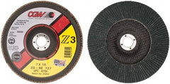 Camel Grinding Wheels - 60 Grit, 7" Disc Diam, 7/8" Center Hole, Type 27 Zirconia Alumina Flap Disc - 8,600 Max RPM, Poly Cotton Backing, Arbor Attaching System, Coated - Industrial Tool & Supply