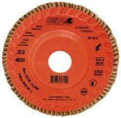 Camel Grinding Wheels - 40 Grit, 5" Disc Diam, 7/8" Center Hole, Type 27 Ceramic Flap Disc - 12,200 Max RPM, Polyester Backing, Arbor Attaching System, Coated - Industrial Tool & Supply
