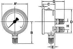 Wika - 4" Dial, 1/4 Thread, 0-1,000 Scale Range, Pressure Gauge - Lower Back Connection Mount, Accurate to 1% of Scale - Industrial Tool & Supply