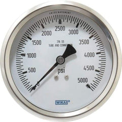 Wika - 4" Dial, 1/2 Thread, 0-5,000 Scale Range, Pressure Gauge - Lower Back Connection Mount, Accurate to 1% of Scale - Industrial Tool & Supply