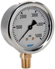 Wika - 2-1/2" Dial, 1/4 Thread, 0-5,000 Scale Range, Pressure Gauge - Lower Connection Mount, Accurate to 1.5% of Scale - Industrial Tool & Supply