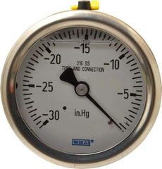Wika - 2-1/2" Dial, 1/4 Thread, 30-0 Scale Range, Pressure Gauge - Center Back Connection Mount, Accurate to 1.5% of Scale - Industrial Tool & Supply