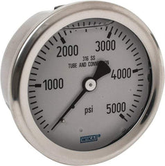 Wika - 2-1/2" Dial, 1/4 Thread, 0-5,000 Scale Range, Pressure Gauge - Center Back Connection Mount, Accurate to 1.5% of Scale - Industrial Tool & Supply