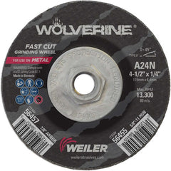 Vortec Pro 4-1/2″ × 1/4″ Type 27 Grinding Wheel, A24N, 5/8″-11 UNC Nut - Industrial Tool & Supply