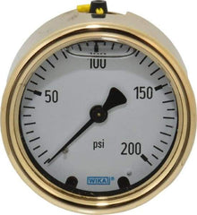 Wika - 2-1/2" Dial, 1/4 Thread, 0-200 Scale Range, Pressure Gauge - Back Connection Mount, Accurate to 1.5% of Scale - Industrial Tool & Supply