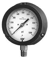 Wika - 4-1/2" Dial, 1/4 Thread, 20-0-60 Scale Range, Pressure Gauge - Lower Connection, Rear Flange Connection Mount, Accurate to 0.5% of Scale - Industrial Tool & Supply