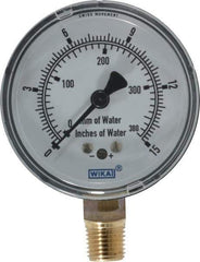 Wika - 2-1/2" Dial, 1/4 Thread, 0-15/0-380 Scale Range, Pressure Gauge - Lower Connection Mount, Accurate to 1.5% of Scale - Industrial Tool & Supply