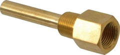 Alloy Engineering - 4 Inch Overall Length, 1/2 Inch Thread, Brass Standard Thermowell - 2-1/2 Inch Insertion Length - Industrial Tool & Supply