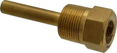 Alloy Engineering - 4 Inch Overall Length, 1 Inch Thread, Brass Standard Thermowell - 2-1/2 Inch Insertion Length - Industrial Tool & Supply