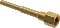 Alloy Engineering - 6 Inch Overall Length, 1/2 Inch Thread, Brass Standard Thermowell - 4-1/2 Inch Insertion Length - Industrial Tool & Supply