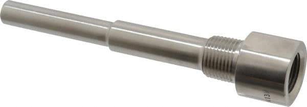 Alloy Engineering - 6 Inch Overall Length, 1/2 Inch Thread, 304 Stainless Steel Standard Thermowell - 4-1/2 Inch Insertion Length - Industrial Tool & Supply