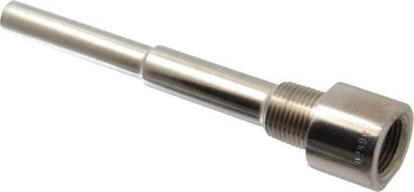 Alloy Engineering - 6 Inch Overall Length, 1/2 Inch Thread, 316 Stainless Steel Standard Thermowell - 4-1/2 Inch Insertion Length - Industrial Tool & Supply