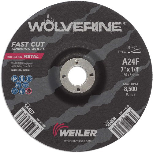Vortec Pro 7″ × 1/4″ Type 27 Grinding Wheel, A24R, 7/8″ Arbor Hole - Industrial Tool & Supply