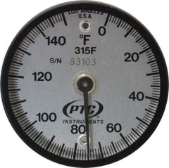 PTC Instruments - 150°F, 2 Inch Dial Diameter, Dual Magnet Mount Thermometer - 1° Division Graduation - Industrial Tool & Supply