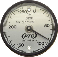 PTC Instruments - 250°F, 2 Inch Dial Diameter, Dual Magnet Mount Thermometer - 2° Division Graduation - Industrial Tool & Supply