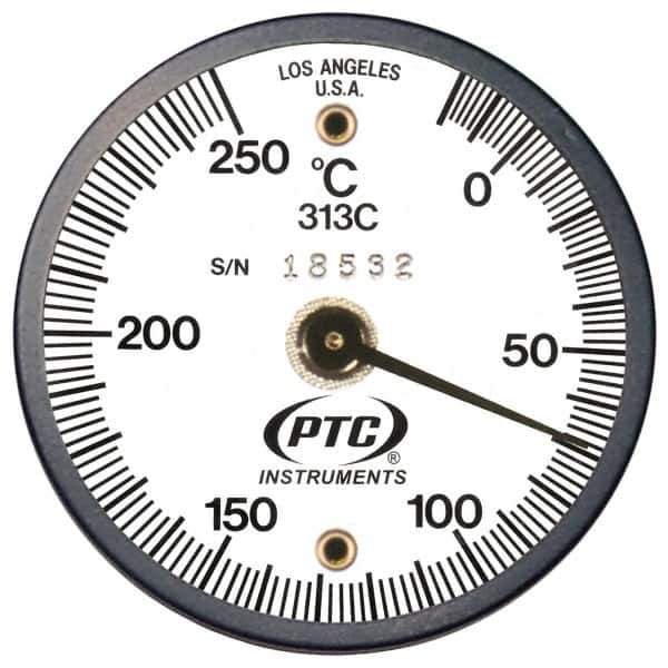 PTC Instruments - -20 to 200°C, 2 Inch Dial Diameter, Dual Magnet Mount Thermometer - 2° Division Graduation - Industrial Tool & Supply