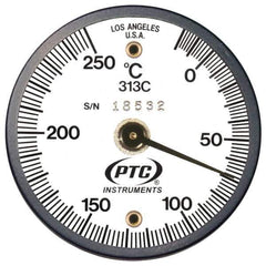 PTC Instruments - -20 to 200°C, 2 Inch Dial Diameter, Dual Magnet Mount Thermometer - 2° Division Graduation - Industrial Tool & Supply