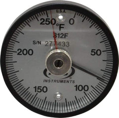 PTC Instruments - 250°F, 2 Inch Dial Diameter, Dual Magnet Mount Thermometer - 2° Division Graduation - Industrial Tool & Supply