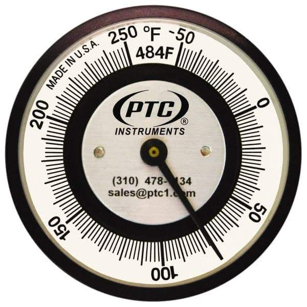 PTC Instruments - -50 to 250°F, 2 Inch Dial Diameter, Pipe Surface Clip On Thermometer - 2° Division Graduation - Industrial Tool & Supply