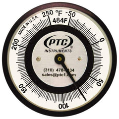PTC Instruments - -50 to 250°F, 2 Inch Dial Diameter, Pipe Surface Clip On Thermometer - 2° Division Graduation - Industrial Tool & Supply
