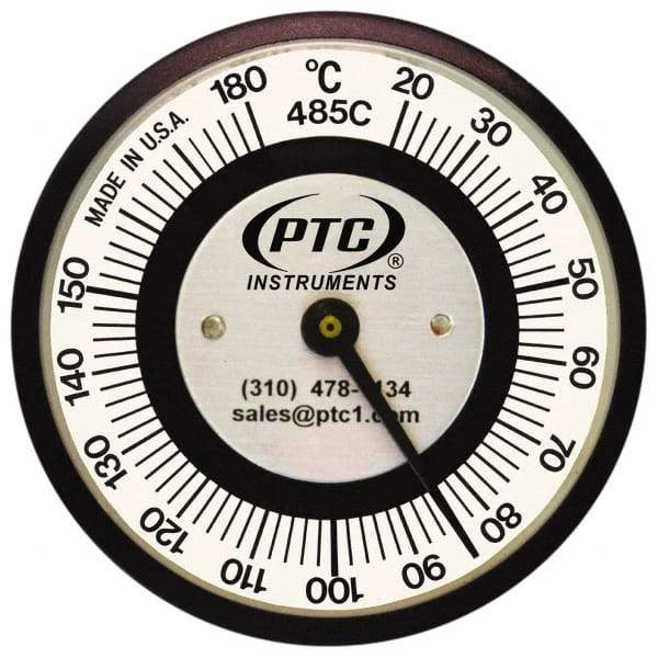 PTC Instruments - 20 to 185°C, 2 Inch Dial Diameter, Pipe Surface Clip On Thermometer - 1° Division Graduation - Industrial Tool & Supply
