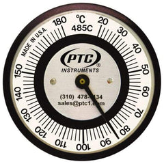 PTC Instruments - 20 to 185°C, 2 Inch Dial Diameter, Pipe Surface Clip On Thermometer - 1° Division Graduation - Industrial Tool & Supply