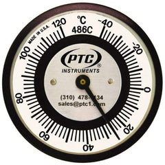 PTC Instruments - -40 to 120°C, 2 Inch Dial Diameter, Pipe Surface Spring Held Thermometer - 2° Division Graduation - Industrial Tool & Supply