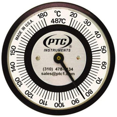 PTC Instruments - 20 to 180°C, 2 Inch Dial Diameter, Pipe Surface Spring Held Thermometer - 2° Division Graduation - Industrial Tool & Supply