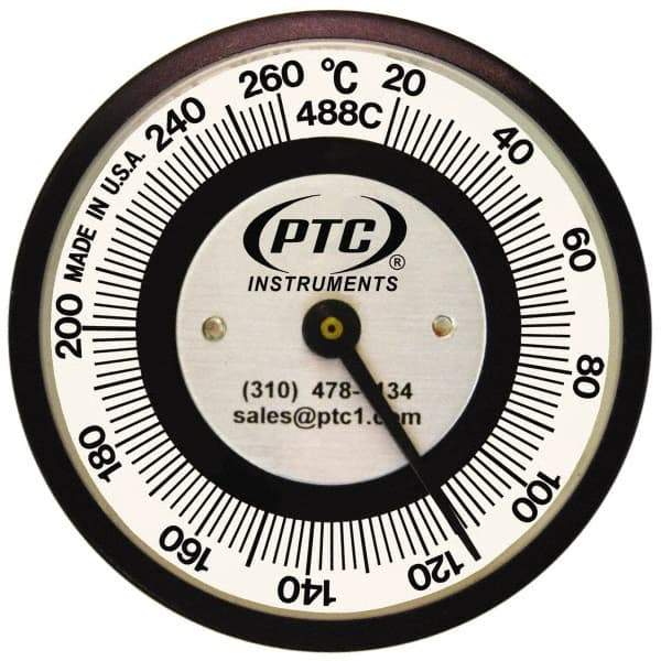 PTC Instruments - 20 to 260°C, 2 Inch Dial Diameter, Pipe Surface Spring Held Thermometer - 5° Division Graduation - Industrial Tool & Supply