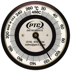 PTC Instruments - 20 to 260°C, 2 Inch Dial Diameter, Pipe Surface Spring Held Thermometer - 5° Division Graduation - Industrial Tool & Supply