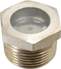 LDI Industries - 15/16" Sight Diam, 1" Thread, 1.06" OAL, High Pressure Fused Pipe Thread with Reflector Sight Glass & Flow Sight - 1-3/8" Head, 1,250 Max psi, 1 to 11-1/2 Thread - Industrial Tool & Supply