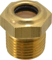 LDI Industries - 7/16" Sight Diam, 3/8" Thread, 0.88" OAL, Low Pressure Pipe Thread Lube Sight, Open View Sight Glass & Flow Sight - 3/4" Head, 30 Max psi, 3/8-18 Thread - Industrial Tool & Supply