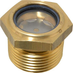 LDI Industries - 31/32" Sight Diam, 1" Thread, 1.19" OAL, Low Pressure Pipe Thread Lube Sight with Reflector Sight Glass & Flow Sight - 1-7/16" Head, 7 Max psi, 1 to 11-1/2 Thread - Industrial Tool & Supply