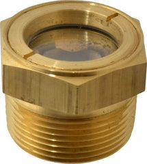 LDI Industries - 1-1/8" Sight Diam, 1-1/4" Thread, 1.44" OAL, Low Pressure Pipe Thread Lube Sight with Reflector Sight Glass & Flow Sight - 1-3/4" Head, 5 Max psi, 1-1/4 to 11-1/2 Thread - Industrial Tool & Supply