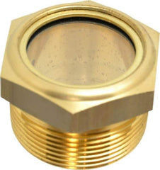 LDI Industries - 1-3/8" Sight Diam, 1-1/2" Thread, 1-1/2" OAL, Low Pressure Pipe Thread Lube Sight, Open View Sight Glass & Flow Sight - 2" Head, 2 Max psi, 1-1/2 to 11-1/2 Thread - Industrial Tool & Supply