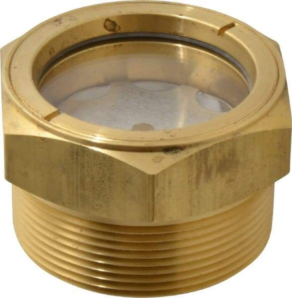 LDI Industries - 1-7/8" Sight Diam, 2" Thread, 1.69" OAL, Low Pressure Pipe Thread Lube Sight with Reflector Sight Glass & Flow Sight - 2-1/2" Head, 2 Max psi, 2 to 11-1/2 Thread - Industrial Tool & Supply