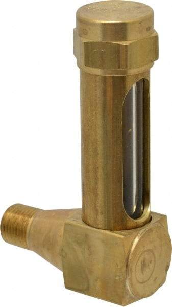 LDI Industries - 1-3/8 Inch Long Sight, 1/8 Inch Thread Size, Buna-N Seal Short Elbow, Vented Oil-Level Indicators and Gauge - 2-3/8 Inch Length to Center of Base - Industrial Tool & Supply