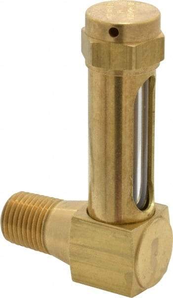 LDI Industries - 1-3/8 Inch Long Sight, 1/4 Inch Thread Size, Buna-N Seal Short Elbow, Vented Oil-Level Indicators and Gauge - 2-3/8 Inch Length to Center of Base - Industrial Tool & Supply