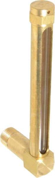 LDI Industries - 4-1/4 Inch Long Sight, 3/8 Inch Thread Size, Buna-N Seal Long Elbow, Vented Oil-Level Indicators and Gauge - 5-3/8 Inch Length to Center of Base - Industrial Tool & Supply