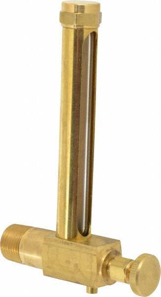 LDI Industries - 4-1/4 Inch Long Sight, 1/2 Inch Thread Size, Buna-N Seal Short Elbow With Drain, Vented Oil-Level Indicators and Gauge - 5-7/16 Inch Length to Center of Base - Industrial Tool & Supply