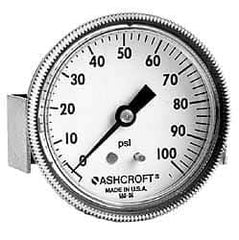 Ashcroft - 3-1/2" Dial, 1/4 Thread, 0-300 Scale Range, Pressure Gauge - Center Back Connection Mount - Industrial Tool & Supply