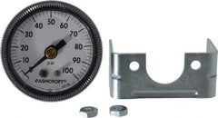 Ashcroft - 1-1/2" Dial, 1/8 Thread, 0-100 Scale Range, Pressure Gauge - Center Back Connection Mount - Industrial Tool & Supply