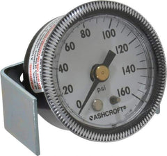 Ashcroft - 1-1/2" Dial, 1/8 Thread, 0-160 Scale Range, Pressure Gauge - Center Back Connection Mount - Industrial Tool & Supply