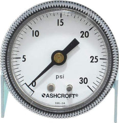 Ashcroft - 2" Dial, 1/4 Thread, 0-30 Scale Range, Pressure Gauge - Center Back Connection Mount - Industrial Tool & Supply