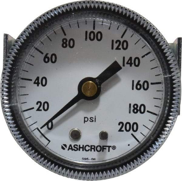 Ashcroft - 2" Dial, 1/4 Thread, 0-200 Scale Range, Pressure Gauge - Center Back Connection Mount - Industrial Tool & Supply