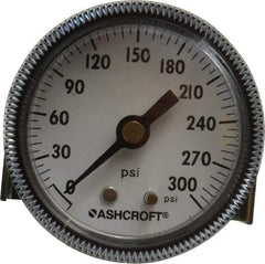 Ashcroft - 2" Dial, 1/4 Thread, 0-300 Scale Range, Pressure Gauge - Center Back Connection Mount - Industrial Tool & Supply
