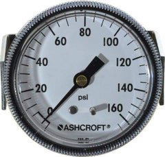 Ashcroft - 2-1/2" Dial, 1/4 Thread, 0-160 Scale Range, Pressure Gauge - Center Back Connection Mount - Industrial Tool & Supply