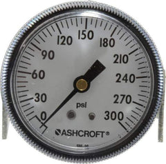 Ashcroft - 2-1/2" Dial, 1/4 Thread, 0-300 Scale Range, Pressure Gauge - Center Back Connection Mount - Industrial Tool & Supply