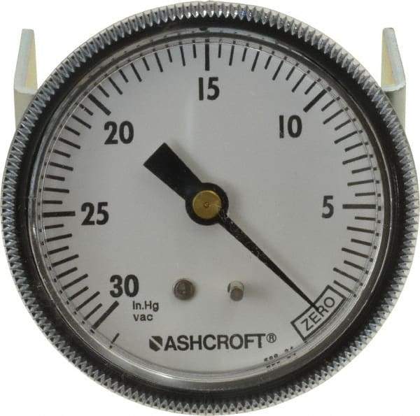 Ashcroft - 2-1/2" Dial, 1/4 Thread, 30-0 Scale Range, Pressure Gauge - Center Back Connection Mount - Industrial Tool & Supply